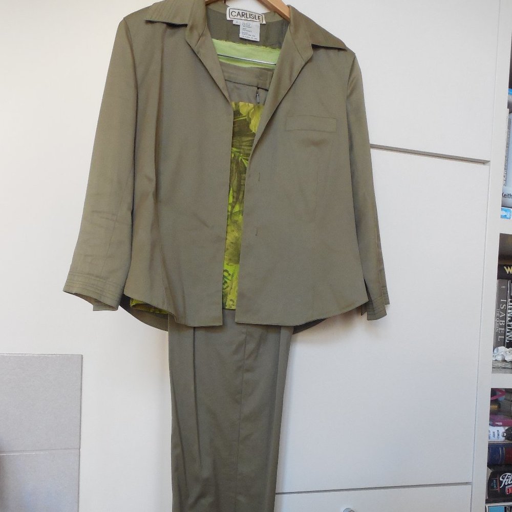 Carlisle Size 8 Three-Piece Pant Suit Cotton Pant-Jacket + Reversible Tank Top